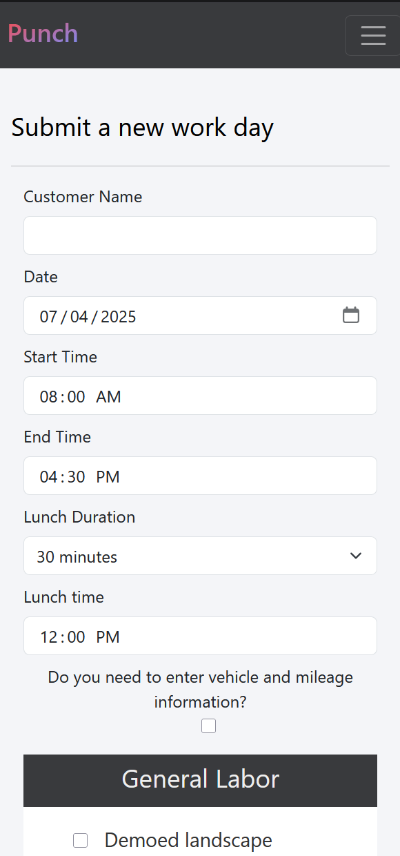 Mobile form