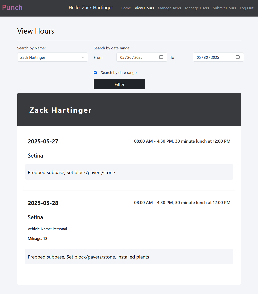 View hours page